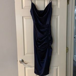 Windsor navy special occasion dress with slit on side